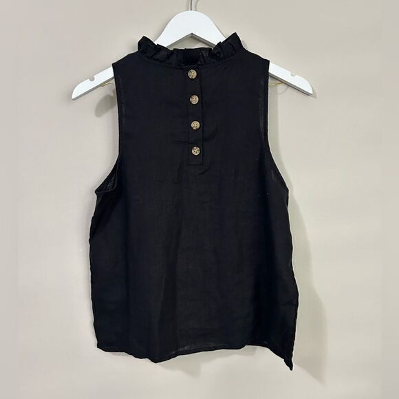 NWT J. Crew Fleur Top Linen in Black - Picture 6 of 9
